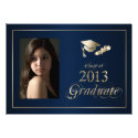 Classy Blue and Gold 2013 Graduate Photo Invite