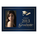 Classy Blue and Gold 2013 Graduate Photo Invite