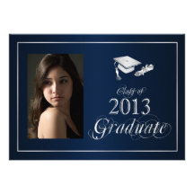 Classy Blue and Silver 2013 Graduate Photo Invite