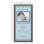 Classy Blue Customized Birth Announcement Photo Card