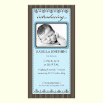 Classy Blue Customized Birth Announcement photo cards