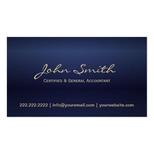 Classy Blue Gold Accounting Business Card (back side)