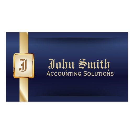 Classy Blue Gold Accounting Business Card (front side)