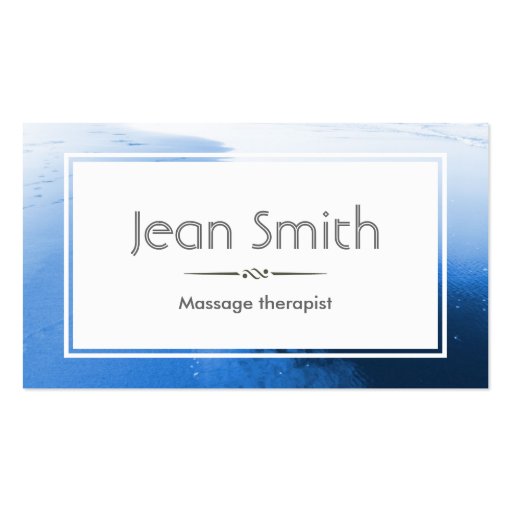 Classy Blue Massage Therapist Business Card (front side)