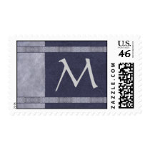Classy Blue Monogram Scrapbook Postage postage