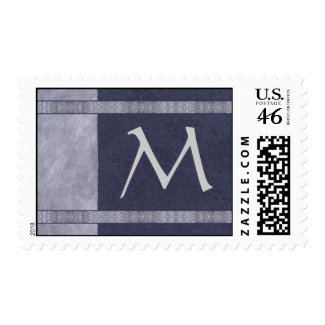 Classy Blue Monogram Scrapbook Postage stamp