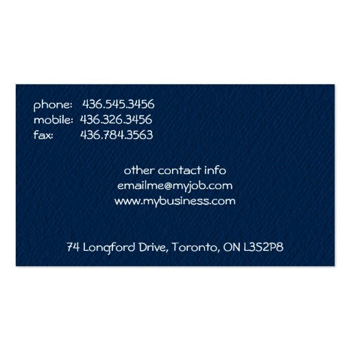 Classy Blues Business Card Template (back side)
