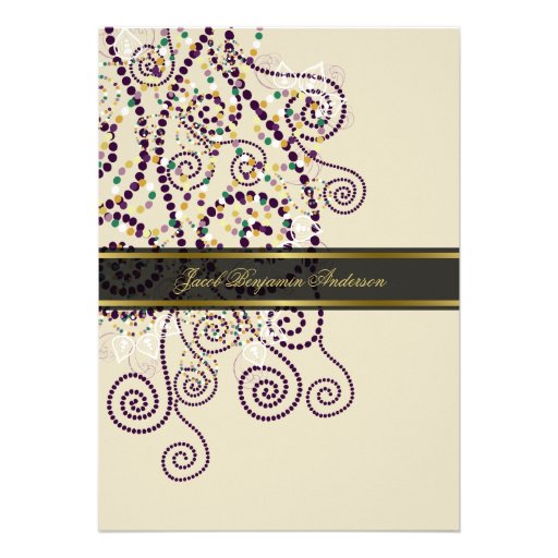 Classy Boho Purple Spirals Bat / Bar Mitvah Invite