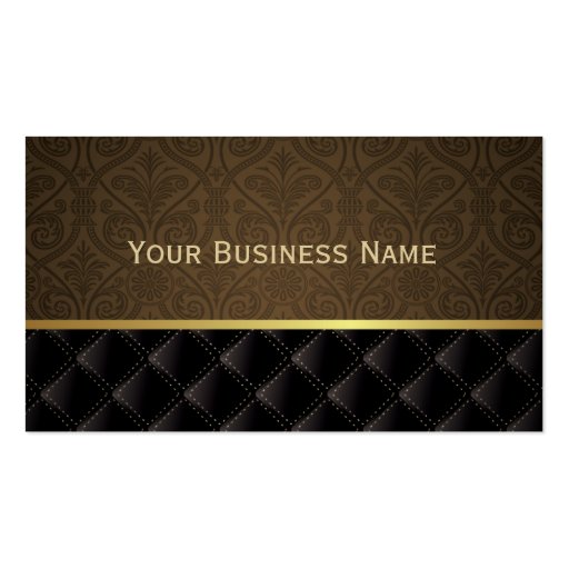 Classy Brown Damask Business Card (front side)