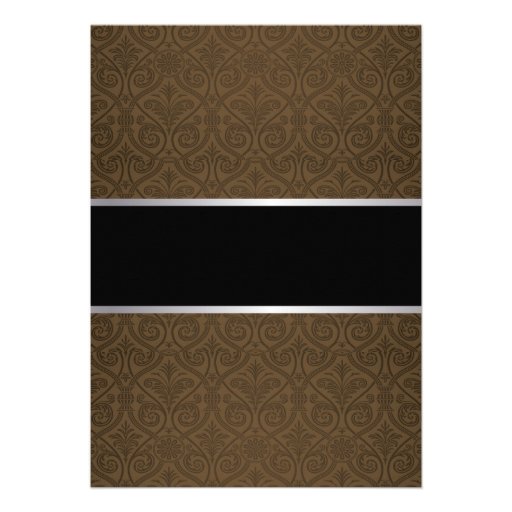 Classy Brown Damask Retirement Party Invitations