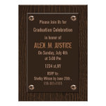 classy brown leather Graduation party Invitation invitations