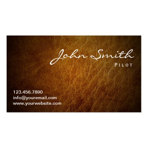 Classy Brown Leather Pilot/Aviator Business Card (front side)