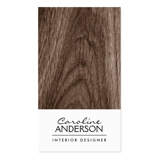 Classy, brown oak wood grain professional profile business card (front side)