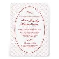 Classy Burgundy Check Pattern Wedding Invitation