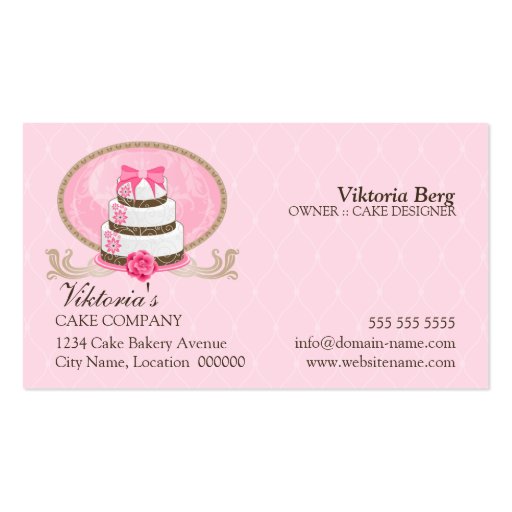 Classy Cake Bakery Business Cards (back side)