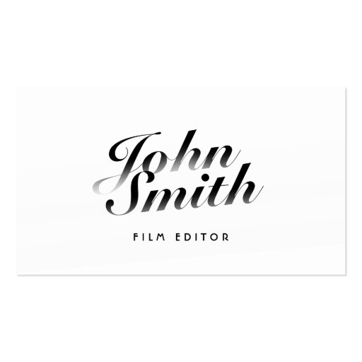 Classy Calligraphic Film Editor Business Card (front side)