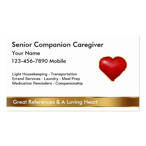 Classy Caregiver Business Cards (front side)