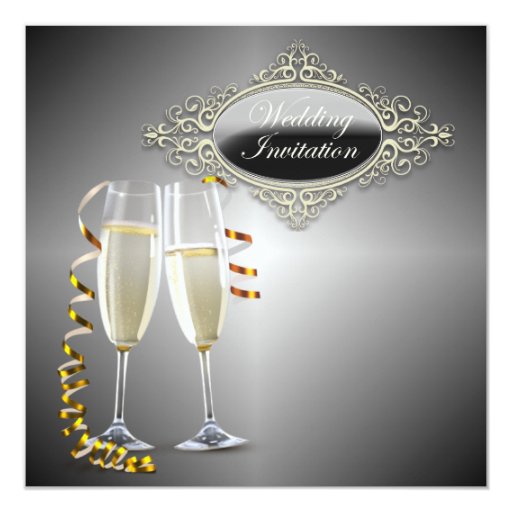 Classy Champagne glasses Wedding Invitation Zazzle