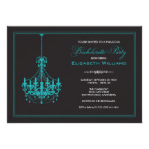 Classy Chandelier Bachelorette Invitation (aqua)