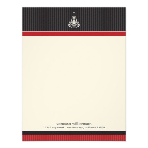 Classy Chandelier Custom Flat Note Cards (red) Personalized Invitations