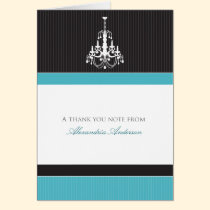 Classy Chandelier Custom Thank You Card (aqua) cards