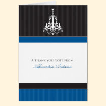 Classy Chandelier Custom Thank You Card (blue) cards