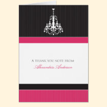 Classy Chandelier Custom Thank You Card (fuchsia) cards