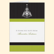Classy Chandelier Custom Thank You Card (lime) cards