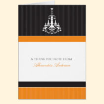 Classy Chandelier Custom Thank You Card (orange) cards