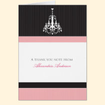 Classy Chandelier Custom Thank You Card (pink) cards