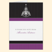 Classy Chandelier Custom Thank You Card (purple) cards