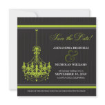 Classy Chandelier Save the Date (black/lime) Personalized Announcements