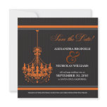 Classy Chandelier Save the Date (black/orange) Custom Announcements