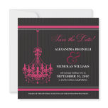 Classy Chandelier Save the Date (black/pink) Custom Invitation