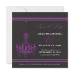 Classy Chandelier Save the Date (black/purple) Invitation