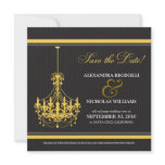 Classy Chandelier Save the Date (black/yellow) Custom Invitations