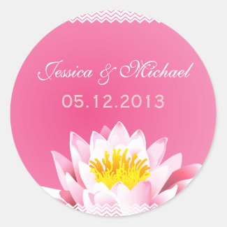 Classy Chic Pink Lotus Flower Wedding Sticker
