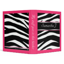 Classy Chic Zebra Print Personalized Berry Binder