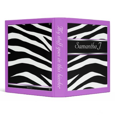 Classy Chic Zebra Print Personalized Purple Binder by starzraven
