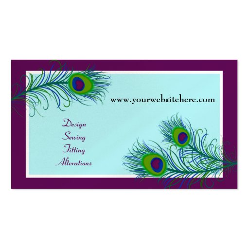 Classy Contemporarty Peacock Business Card (back side)