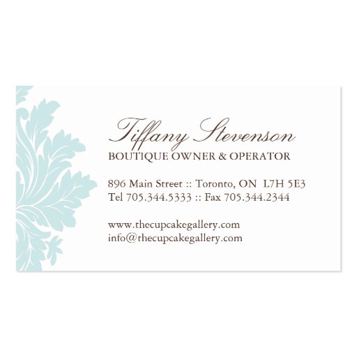 Classy Cupcake Business Card (back side)