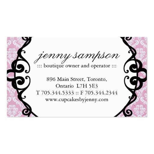 Classy Cupcake Silhouette Business Cards (back side)