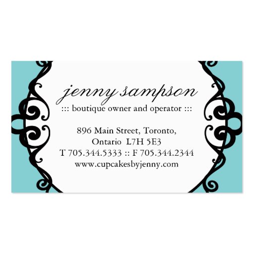 Classy Cupcake Silhouette Business Cards (back side)