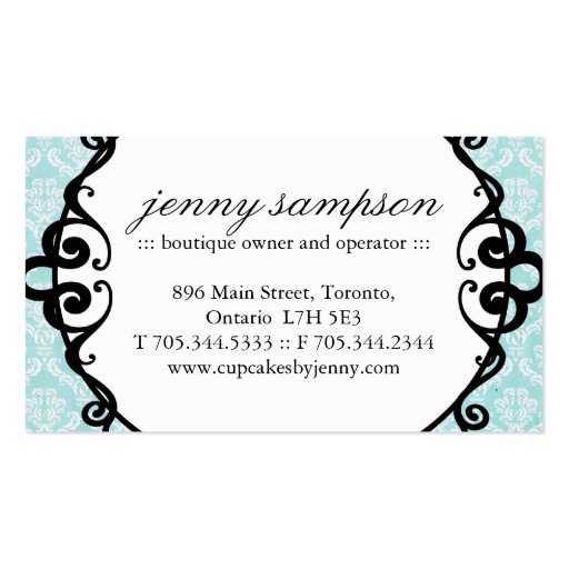 Classy Cupcake Silhouette Business Cards (back side)