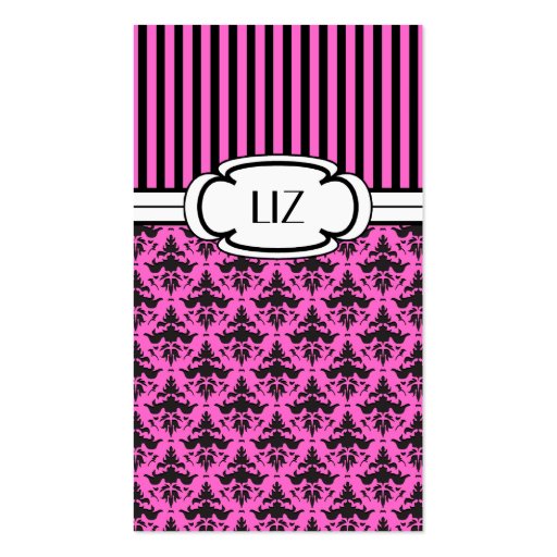 Classy Damask and Stripes - Customizable Colors Business Card Template (back side)