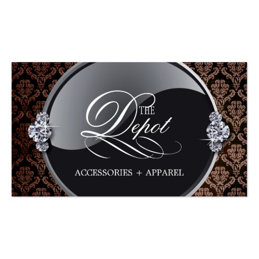 Classy Damask Business Card (front side)