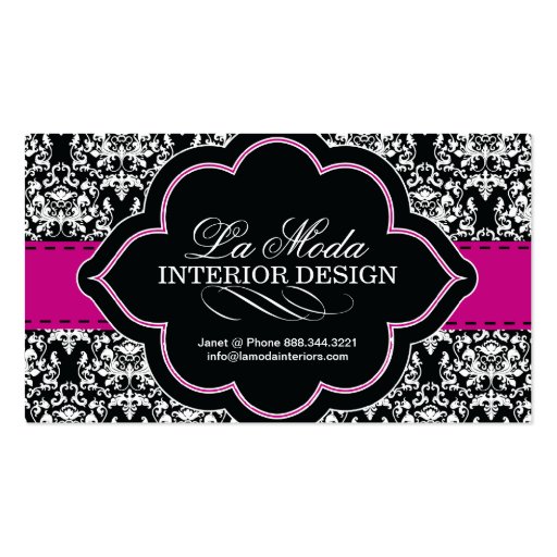 Classy Damask Business Card (front side)