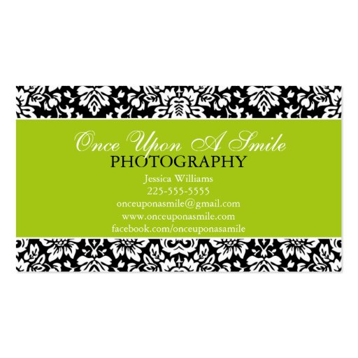 Classy Damask Business Cards (front side)