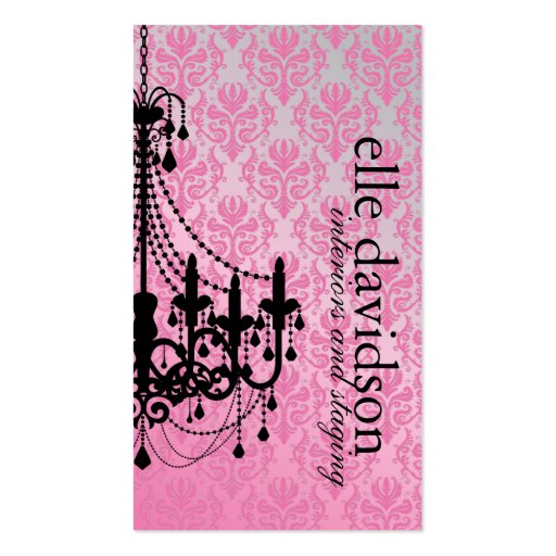 Classy Damask Chandelier Business Card (front side)