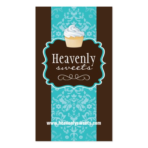 Classy Damask Cupcake | Bakery Business Card (front side)